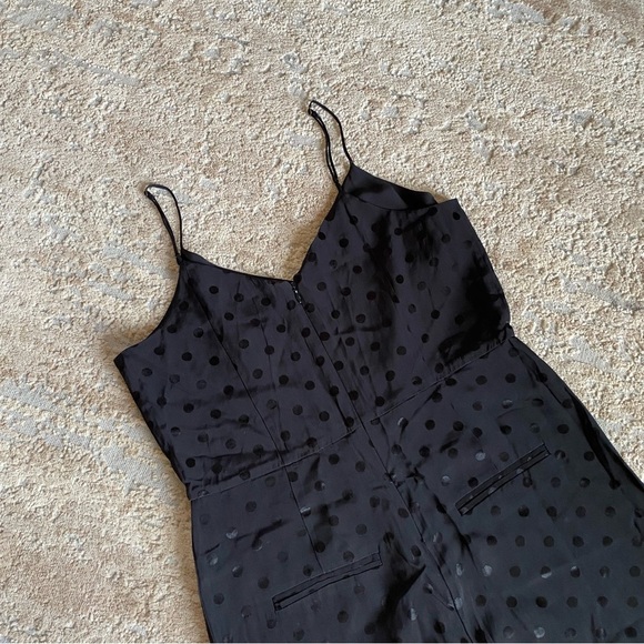 Anthropologie The Essential Jumpsuit Polka Dot Black V Neck Sleeveless Strappy - Picture 10 of 10